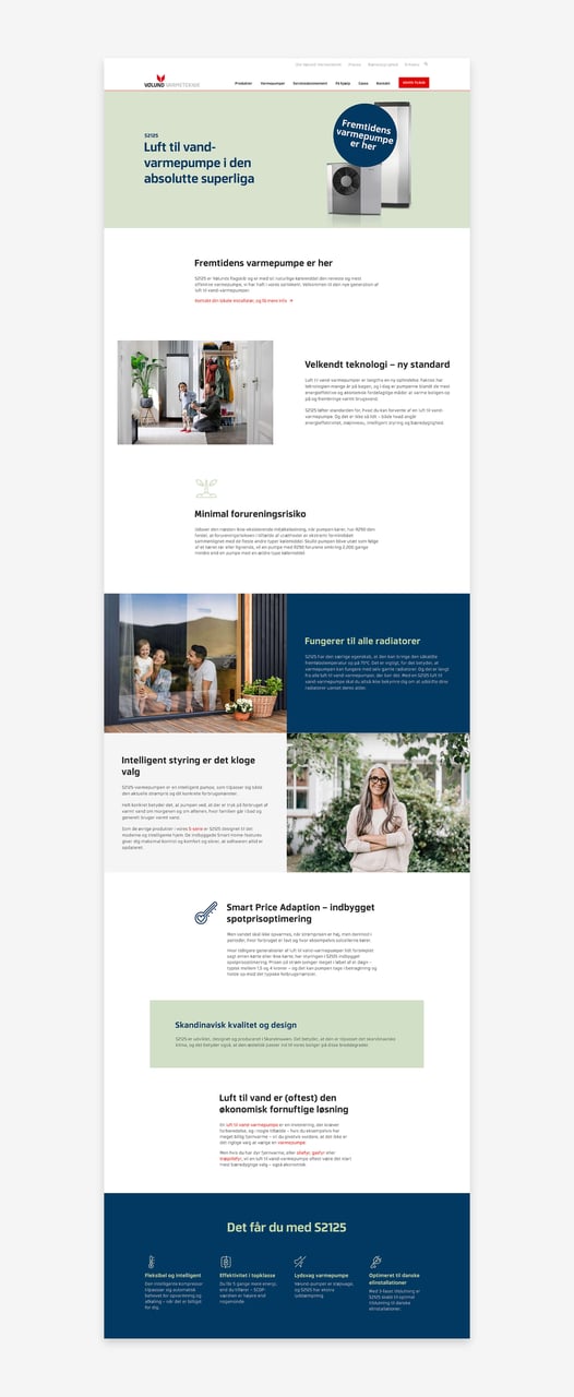 Vølund Varmeteknik landingsside til nyt produkt