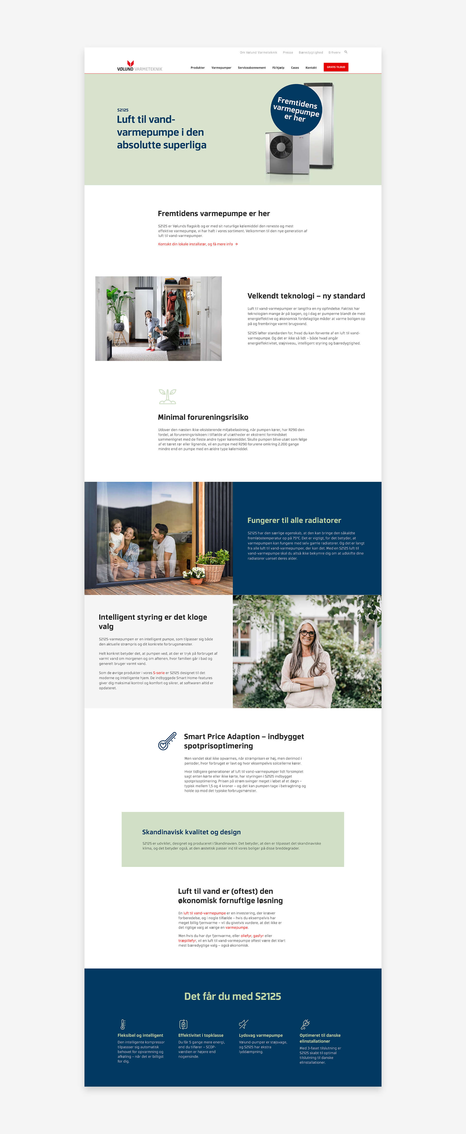 Vølund Varmeteknik landingsside til nyt produkt